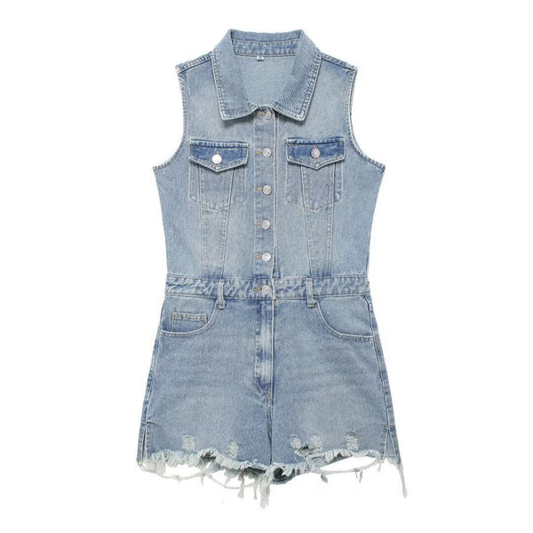 Distressed Denim Romper