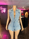 Distressed Denim Romper