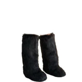 Black Knee High Fuzzy Boots